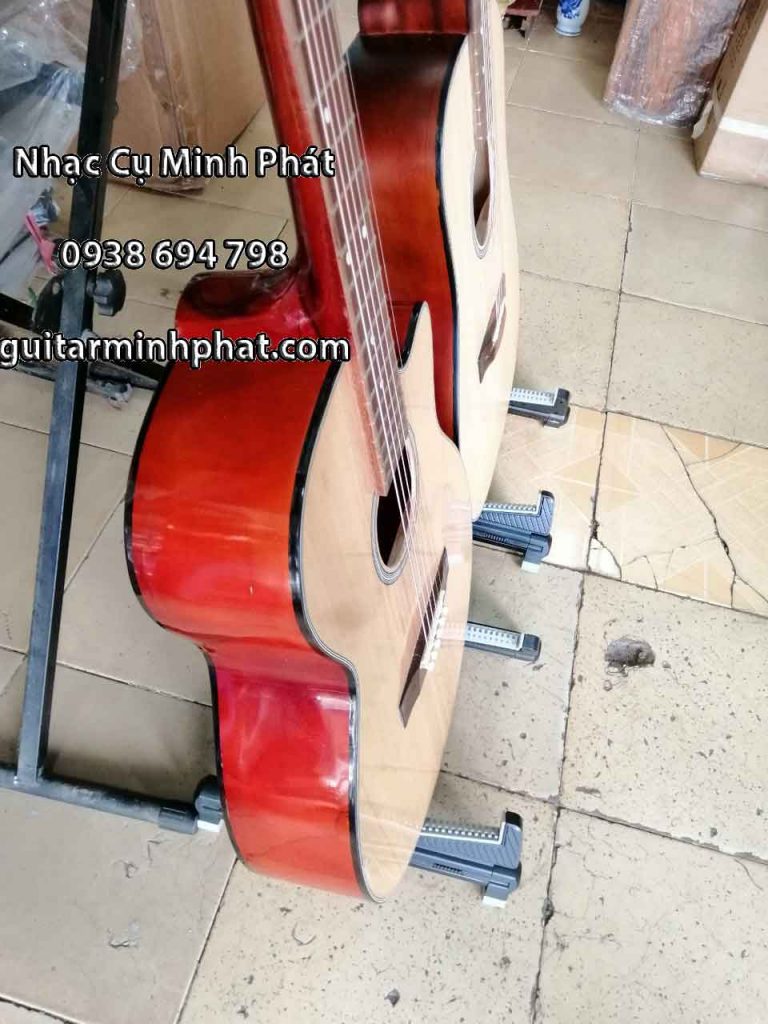 Hình ảnh chi tiết đàn guitar acoustic cho người mới tập chơi dáng khuyết A và mẫu thùng dáng D