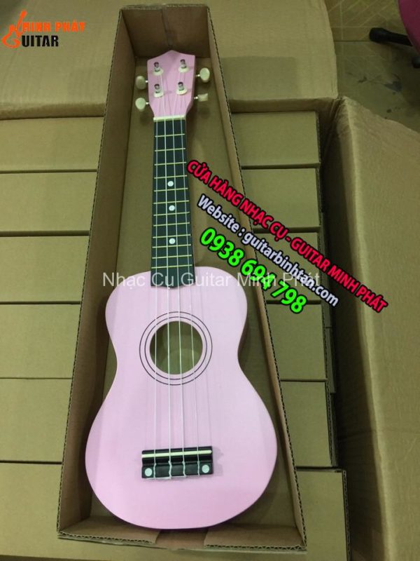 Đàn ukulele 21 inch soprano màu hồng phấn
