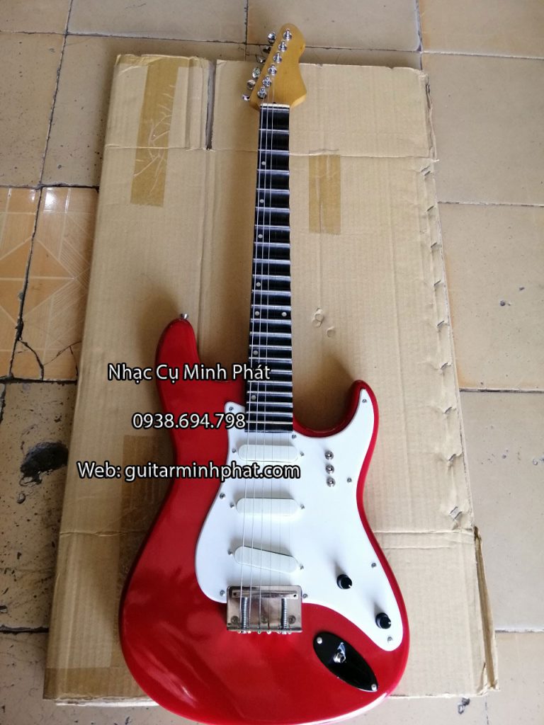 đàn guitar điện vọng cổ giá rẻ màu đỏ đẹp, mobin tốt , có ty chỉnh cần đàn được bán tại shop nhạc cụ minh phát