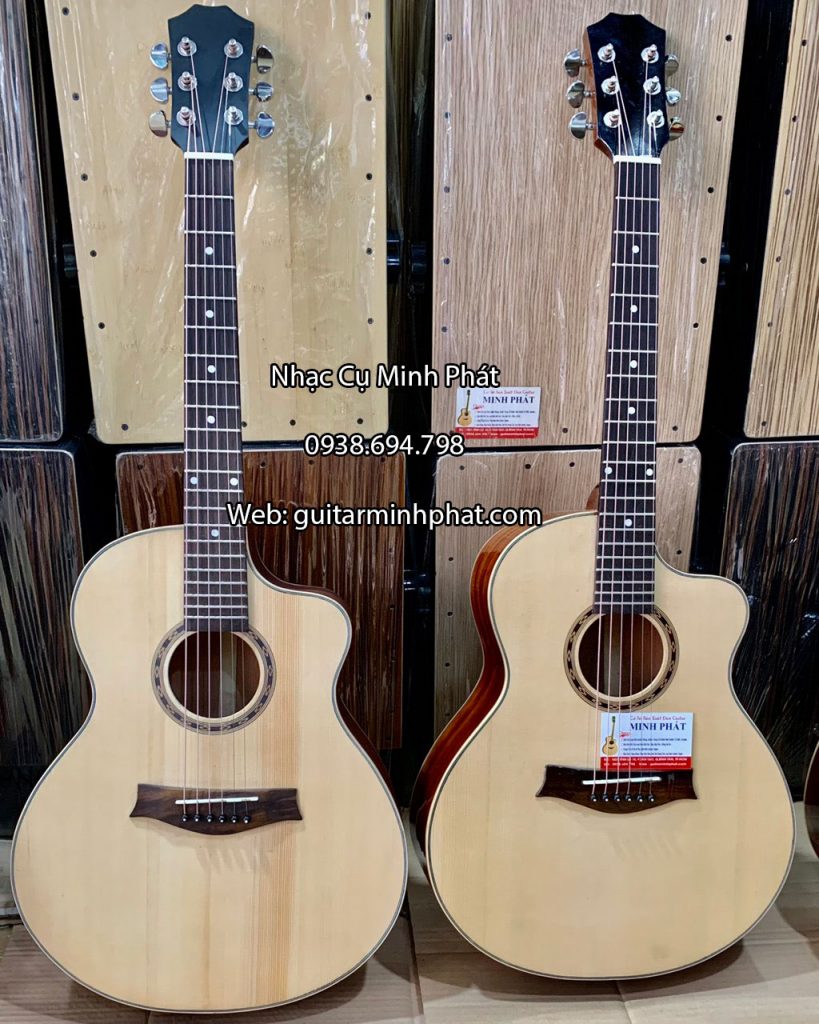 Mẫu đàn guitar Acoustic mini 3/4 dáng khuyết gỗ nguyên tấm