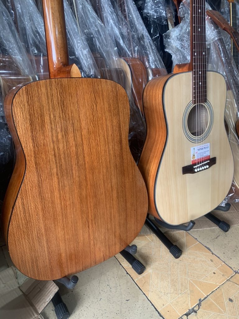 Guitar Acoustic Gỗ Hồng Đào Giá Rẻ Dáng D MP-A07 7 Ảnh chi tiết mặt lưng đàn guitar gỗ hồng đào dáng D