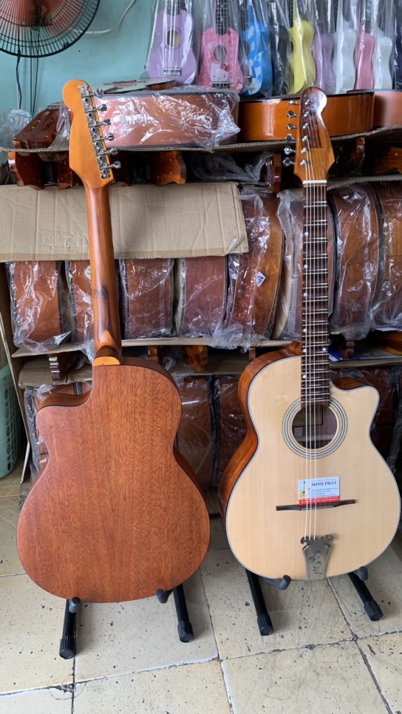 Đàn guitar phím lõm MP-VC2 làm từ 100% gỗ hồng đào nguyên tấm cao cấp tại xưởng Minh Phát