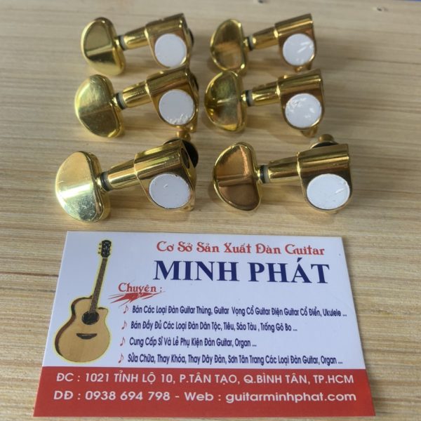Bộ 6 Khóa Đàn Guitar Acoustic Đúc Màu Vàng Gold Cao Cấp