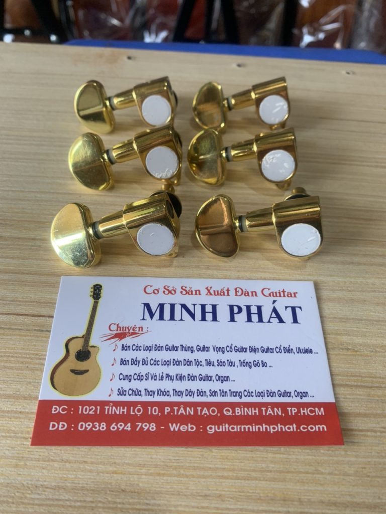 Bộ 6 Khóa Đàn Guitar Acoustic Đúc Màu Vàng Gold Cao Cấp