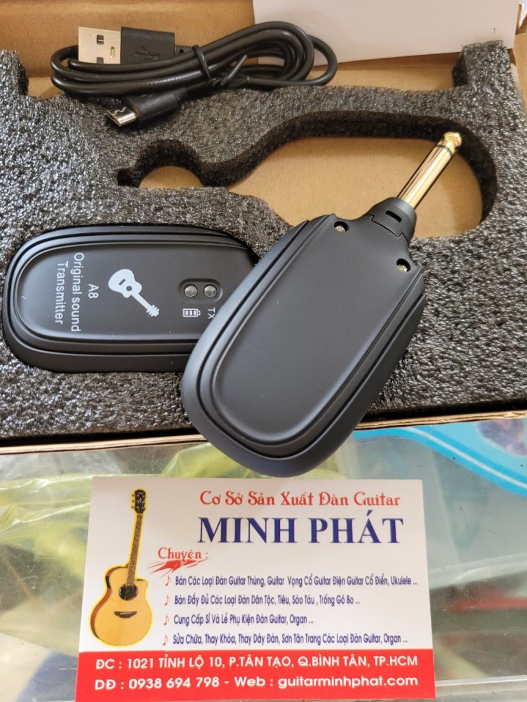 Bộ Thu Phát Tín Hiệu Âm Thanh Không Dây Wireless A8 Cho Guitar, Bass - Hàng Chính Hãng Sóng UHF Khoảng Cách 50M Độ Trễ Thấp 5 Thiết kế đầu kết nối thông minh phù hợp với Guitar Acoustic, Guitar Electric, Bass, Guitar Phím Lõm (Vọng Cổ) hay bất kỳ nhạc cụ nào sử dụng giắc cắm đầu ra tiêu chuẩn 6.35mm.