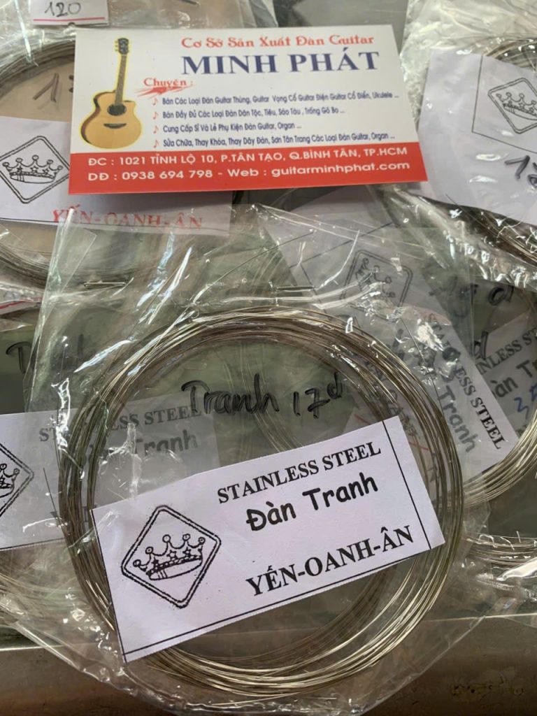 Dây đàn tranh Việt 17 , 19 , 22 dây hiệu Yến Oanh Ân 5 Cung cấp đầy đủ các bộ dây kim loại chuyên dụng cho đàn tranh Việt Nam, bao chuẩn âm thanh: