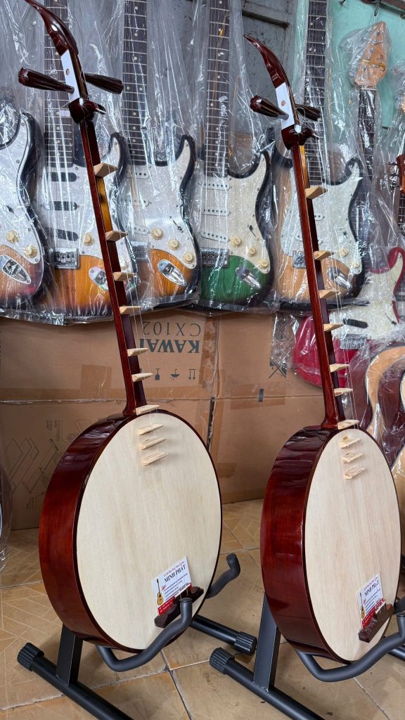 Hình ảnh chi tiết mẫu đàn kìm, đàn nguyệt miền nam tại cửa hàng guitar Minh Phát